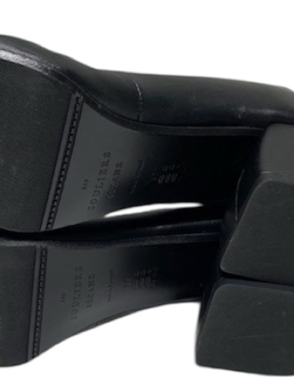 Sezane Anya Black Leather Block Heel Pumps - Picture 5 of 5